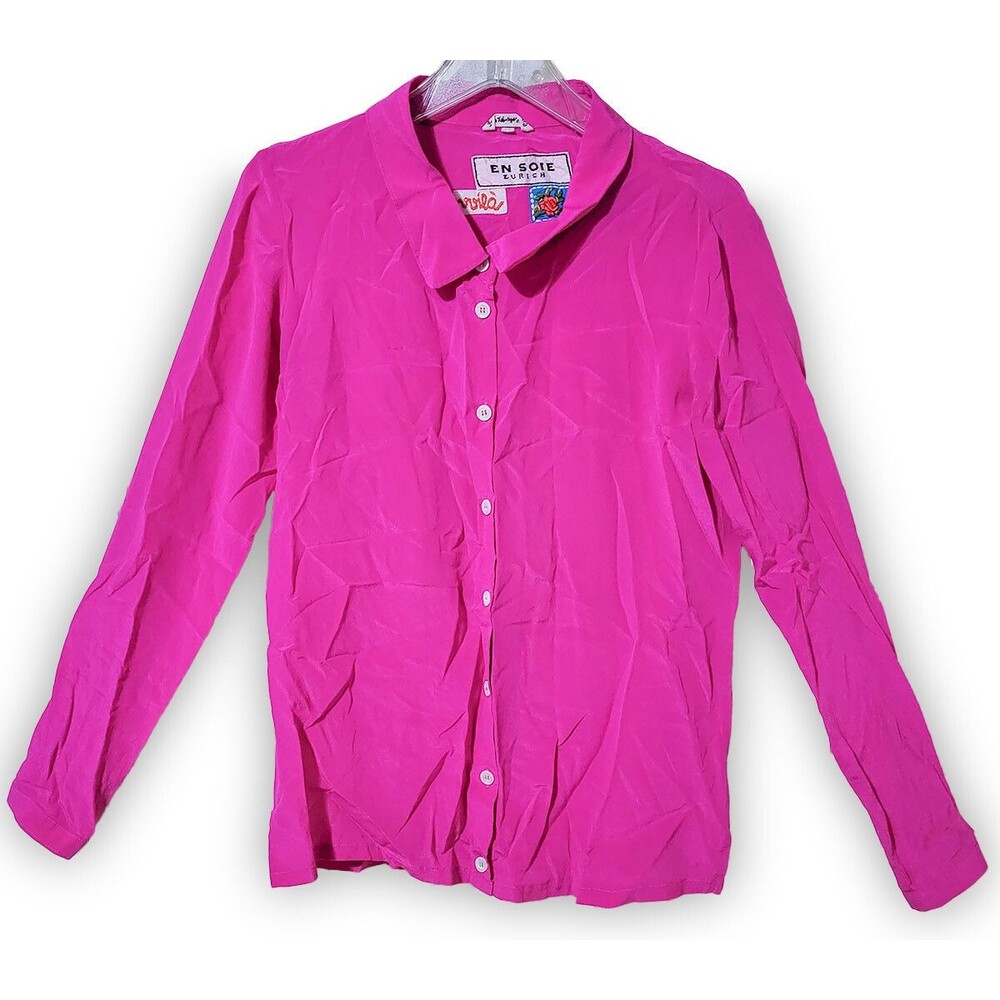 En Soie Zurich Pink Silk Button Shirt Women's Size S
